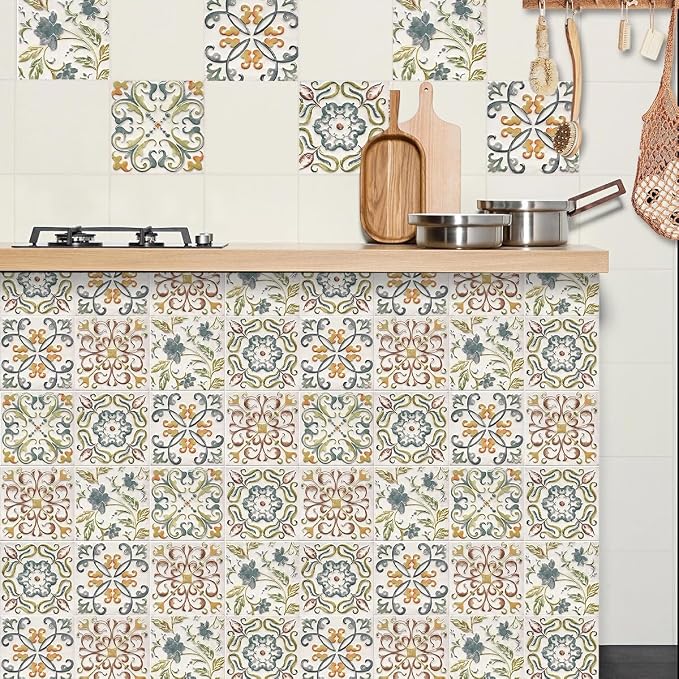 Wudnaye Bohemian Wallpaper Peel and Stick Faux Tile Contact Paper 17”×118” Tile - Image 6