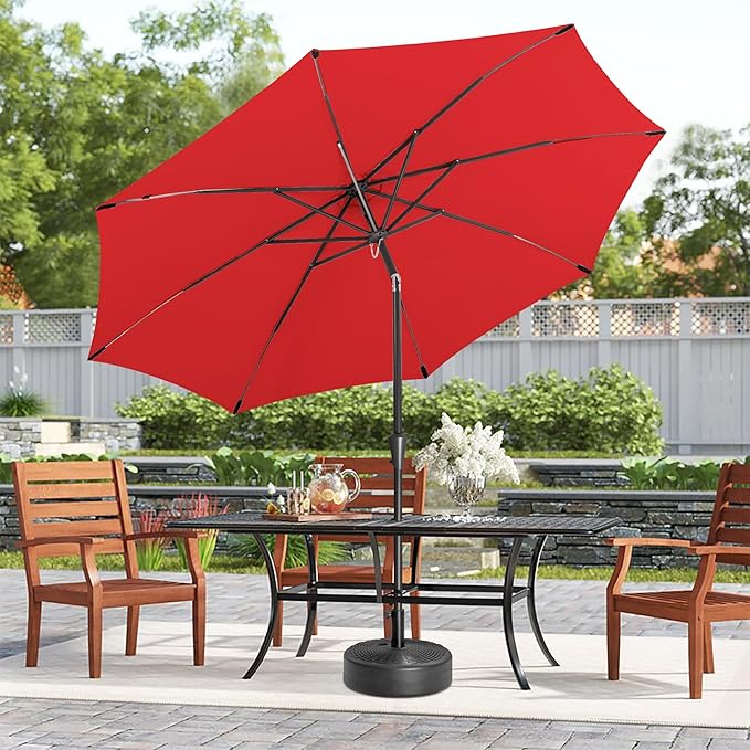 10ft Outdoor Patio Umbrella - Table Umbrella Waterprool UV Protection, Sombrillas de Patio with Push Button Tilt&Crank, Sun Umbrella for Pool, Porch, Garden, Deck, Backyard(Red)