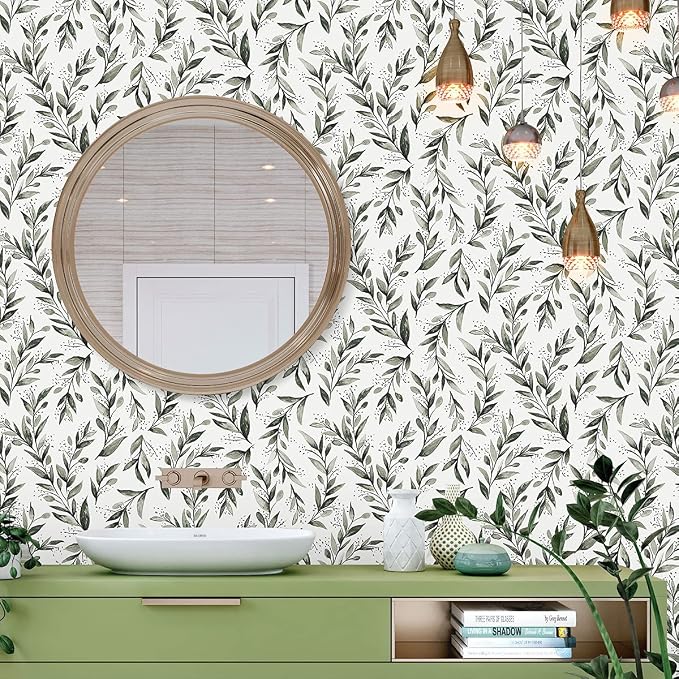 Livebor Olive Leaf Wallpaper Peel and Stick Leaf Contact Paper 17.7inch x - Image 7