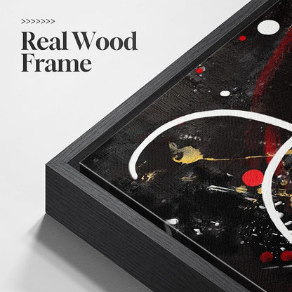 Extra Large Framed Red Black and White Abstract Wall Art - Image 3