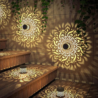 gardencave 4 Pack Solar Fence Lights Metal Solar Powered Outdoor Wall Deck Step - Image 3