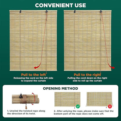 Bamboo Blinds for Interior Windows, Custom Roller Shades for Indoor Window and - Image 5