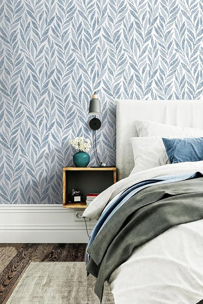 Safiyya 787"x17.3" Blue Peel and Stick Wallpaper Boho Contact Paper Modern - Image 4