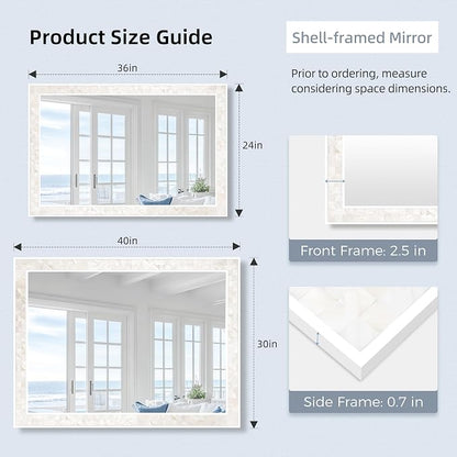 Tanmicoshomy White Shell Framed Rectangular Wall Mirrors - Image 3