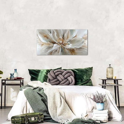 Flower Wall Art Vintage White Floral Canvas Pictures Abstract Blooming Flower - Image 3