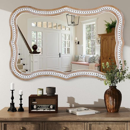 35x24 Inch Wavy Wooden Frame Mirror - Image 2