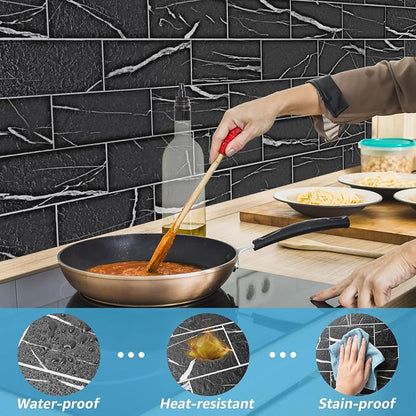 Art3d 102-Piece Faux Stone Peel and Stick Backsplash Tile, Waterproof Thick PVC - Image 5
