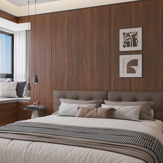 BOMENG Walnut Wood Contact Paper 16x197 inch Dark Brown Wood Wallpaper Peel and - Image 4