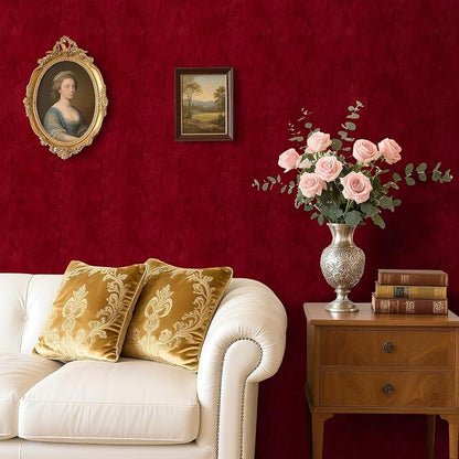 30"x160" Large Size Dark Red Contact Paper Self Adhesive Velvet Wallpaper Peel - Image 2