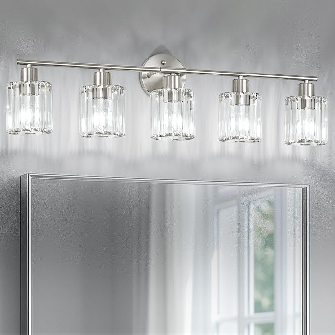 Crystal Bathroom Light Fixtures, Bathroom Lighting Fixtures Over Mirror by Kvhiiw