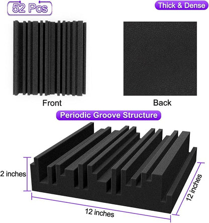 TroyStudio Thick Acoustic Foam Panels, Dense Soundproof Padding Tile, Recording - Image 2