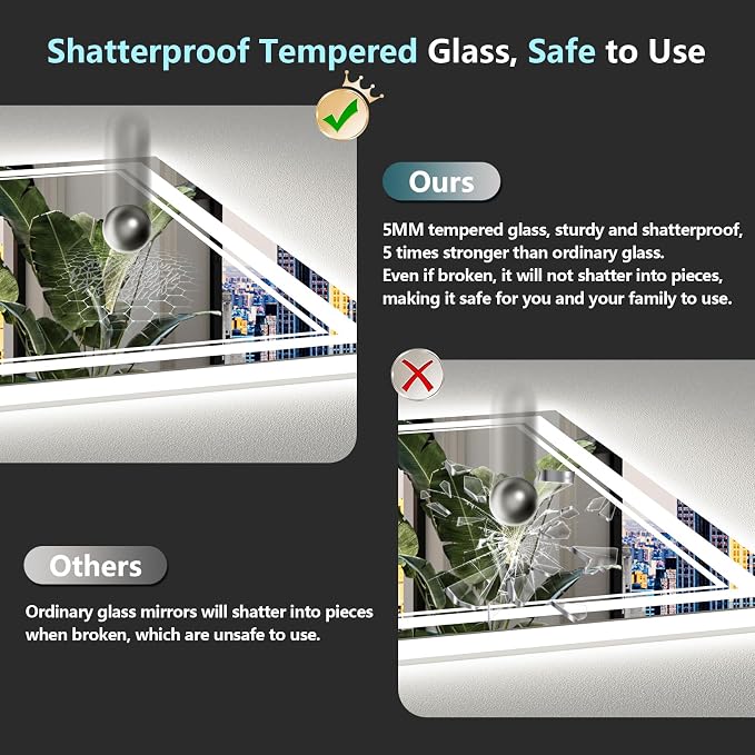 60x40 LED Bathroom Mirror with Lights, Backlit and Front Lit Anti-Fog Lighted - Image 7