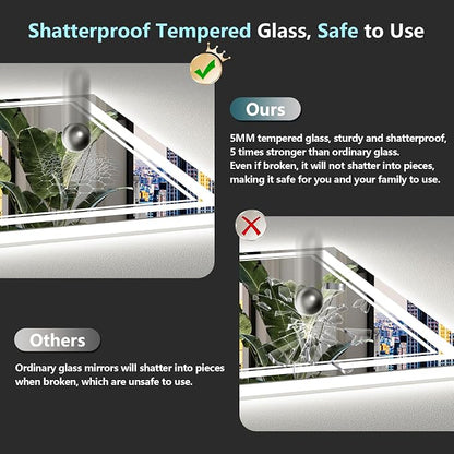 60x36 LED Bathroom Mirror with Lights, Backlit and Front Lit Anti-Fog Lighted - Image 7