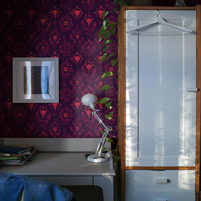 FLFK Gothic Wallpaper Peel and Stick Dark Red Wallpaper 16" x 256" Vinyl - Image 5