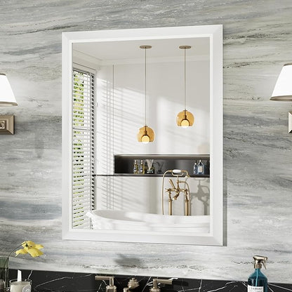 28x36 Inch White Bathroom Mirror by Briivuemodernmirrors