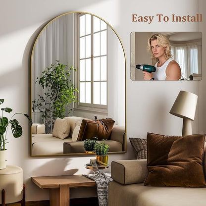 HARRITPURE Arched Wall Mirror – 24"x36" Arch Bathroom Mirror, Living Room Home - Image 7