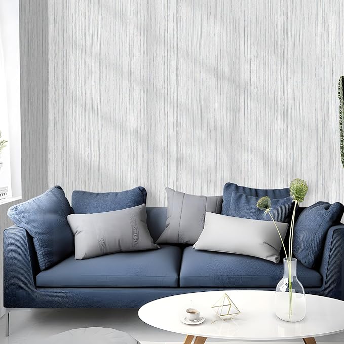 Beige Grey Grasscloth Peel and Stick Wallpaper 15.74" x 196.85" Boho Grass - Image 5