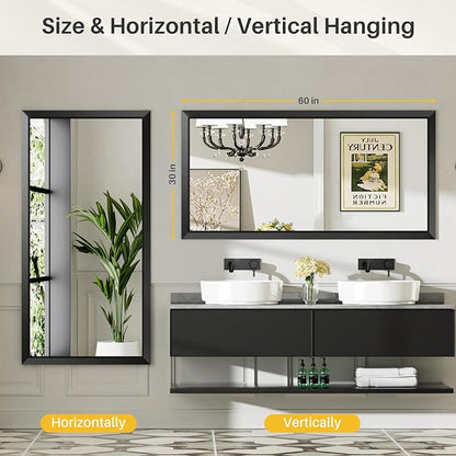 Briivue 60x28 Inch Black Bathroom Mirror - Image 6