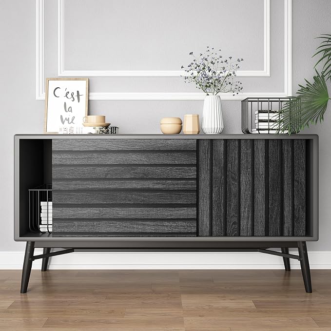 VEELIKE Charcoal Black Wood Slat Wallpaper Peel and Stick Modern Wood Panel - Image 8