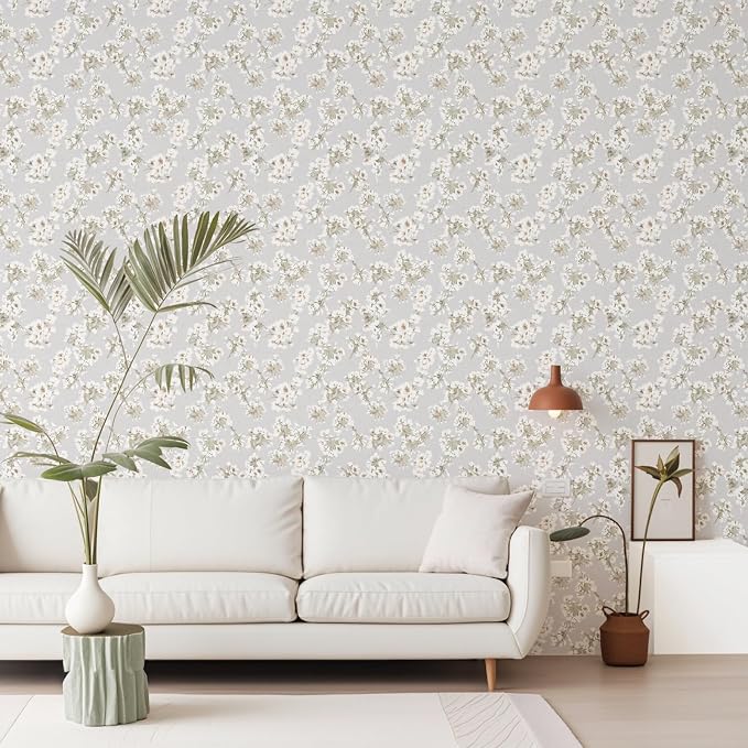 Floral Peel and Stick Wallpaper Farmhouse Pear Blossom Vintage Wallpaper - Image 8