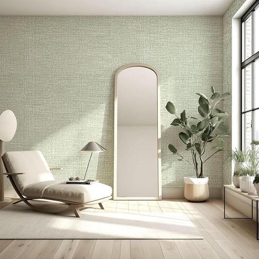 Amiya Grasscloth Wallpaper 17.3"x120" Sage Green Peel and Stick Faux Fabric - Image 2