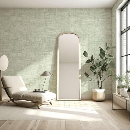 Amiya Grasscloth Wallpaper 17.3"x120" Sage Green Peel and Stick Faux Fabric - Image 11