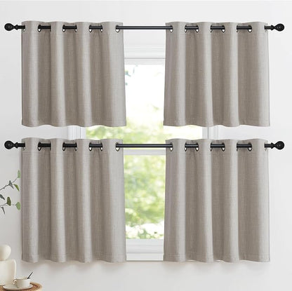 NICETOWN Thick Living Room Valances 24 inches Long, Farmhouse Grommet Faux - Image 7