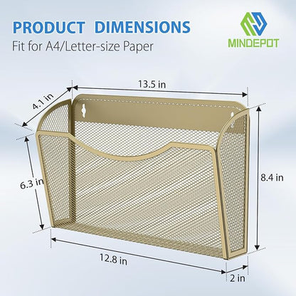 MINDEPOT Wall File Organizer, Hanging Wall Mounted File Folder Binder Holder - Image 2