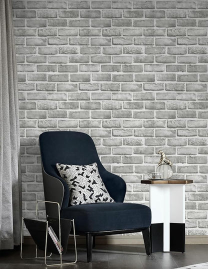 Guvana 17.3" x 394" Grey Brick Wallpaper Peel and Stick 3D Brick Contact Paper - Image 6