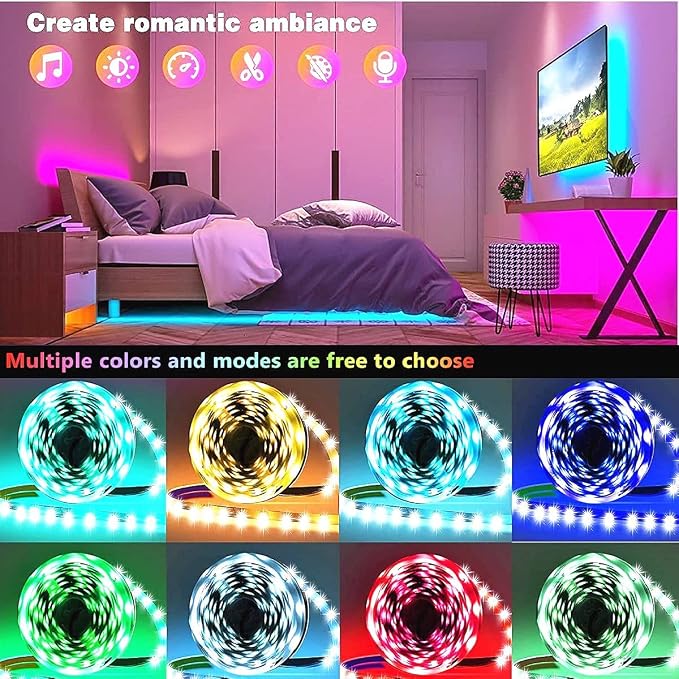 Tenmiro Led Lights for Bedroom 100ft Music Sync Color Changing Strip Lights - Image 5