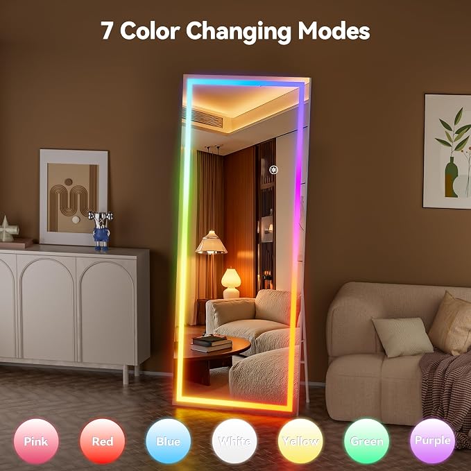 Hasipu 71"x28" LED RGB Bluetooth Full Length Mirror - Image 7