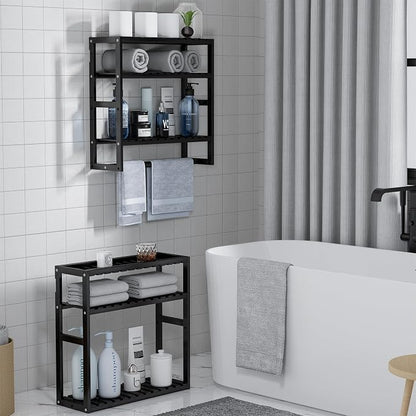 PPN Towel Rack Bathroom Storage Shelves Over The Toilet - Image 2