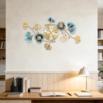 Wall Clocks for Living Room Decor, Large Wall Clock, 3D Creative Metal Ginkgo - Image 7