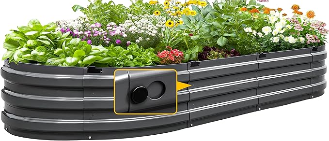 KING BIRD Raised Garden Bed Kit 2025 Upgraded Quick-Setup Galvanized Planter Garden Box Outdoor for Gardening, Vegetables, Flowers, 74x36x12 in, Dark Grey