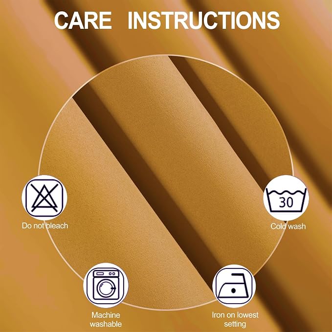 LEMOMO Mustard Yellow Thermal Blackout Curtains/52 x 45 Inch/Set of 2 Panels - Image 4