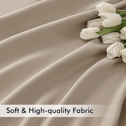 MIULEE Taupe Back Tab Blackout Curtains 102 Inch Long 2 Panels Set - Image 6