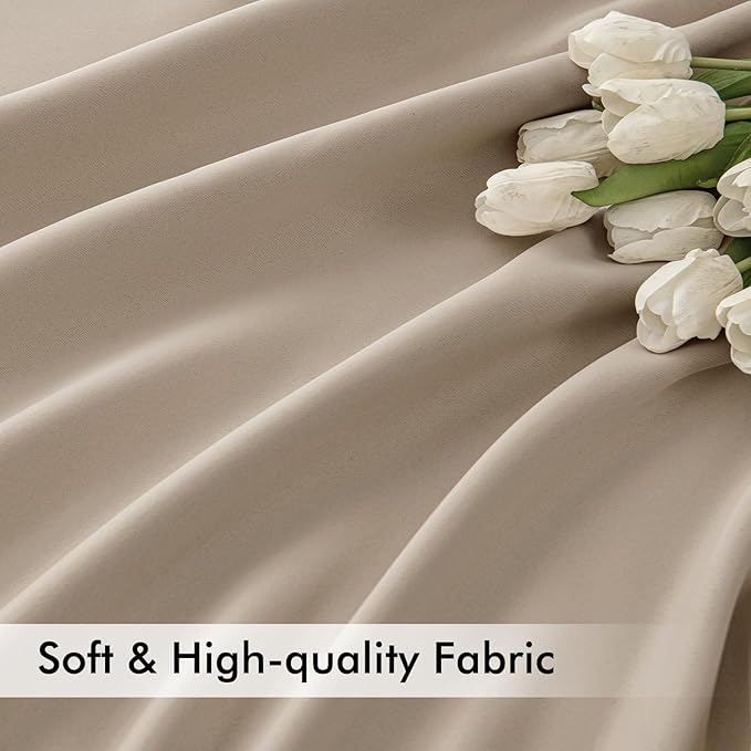 MIULEE Taupe Back Tab Blackout Curtain 96 Inch Long 2 Panels Set - Image 6