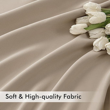 MIULEE Taupe Back Tab Blackout Curtains 108 Inch Long 2 Panels Set - Image 6