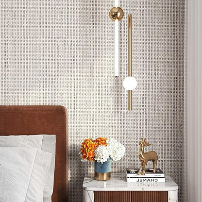 FunStick 24"x200" Grey Grasscloth Peel and Stick Wallpaper - Image 5
