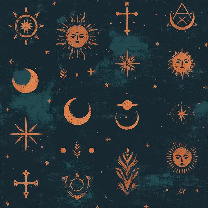 FLFK Mystic Peel and Stick Wallpaper 16" x 128" Moody Dark Blue & Orange by FLFK