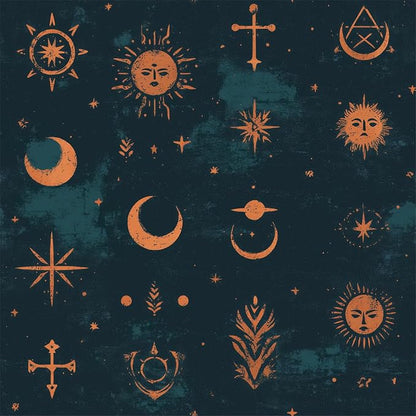 FLFK Mystic Peel and Stick Wallpaper 16" x 128" Moody Dark Blue & Orange by FLFK