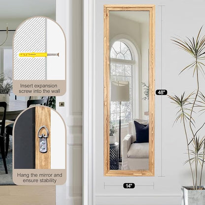 48"x14" Door Mirror, Rustic Full Length Mirror, Over The Door Hanging Mirrors - Image 7