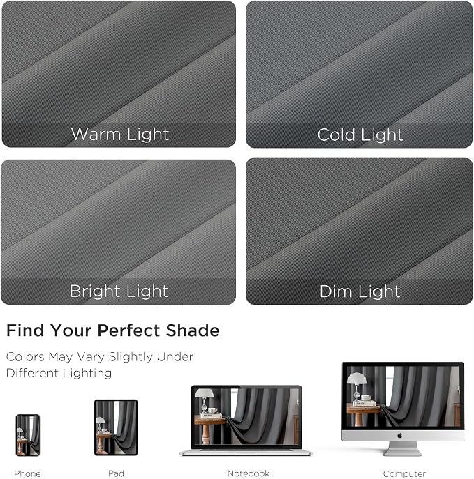 CUCRAF Light Grey Blackout Curtains 84 inch Length 2 Panels Set, Rod Pocket - Image 4