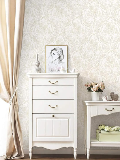 Ismoon Floral Peel and Stick Wallpaper Vintage Beige Contact Paper Boho - Image 8