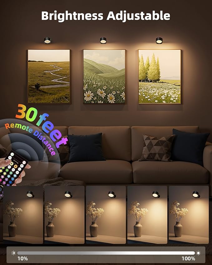 Wall Mounted Lights, 3 Pack Rechargeable RGB Color Changing Light, 3 Color - Image 4