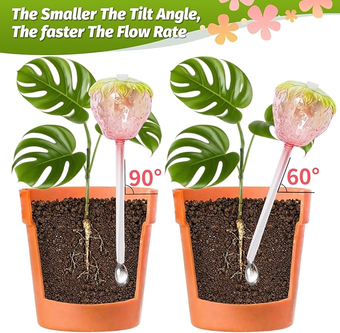 Plant Watering Globes, 2pcs Self Watering Planter Insert, Glass Watering Bulbs for Indoor Outdoor Plants, Mushroom Top-Fill Plant Watering Devices for Travel Vacation While Away