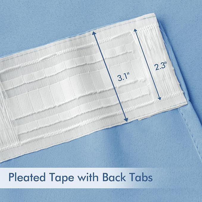 MIULEE Sky Blue Back Tab Blackout Curtains 90 Inches Long 2 Panels Set - Image 4
