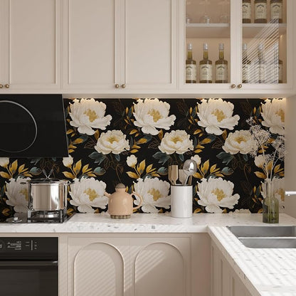 Extra Long Dark Floral Peel and Stick Wallpaper, 17.5In x 393In Vintage Big - Image 4