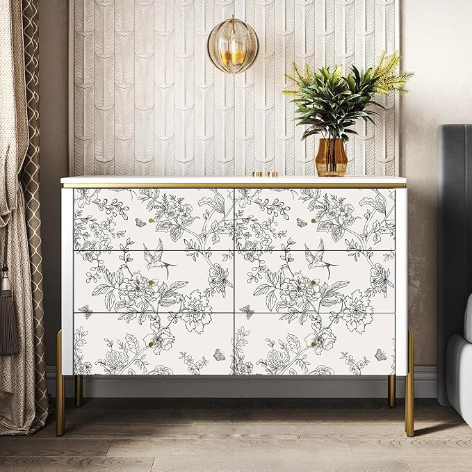 Froluya Black and Cream White Floral Wallpaper Peel and Stick Wallpaper - Image 5