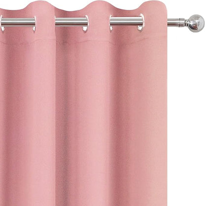 LEMOMO Blackout Curtains 52 x 63 inch/Pink Curtains Set of 2 Panels/Thermal - Image 5